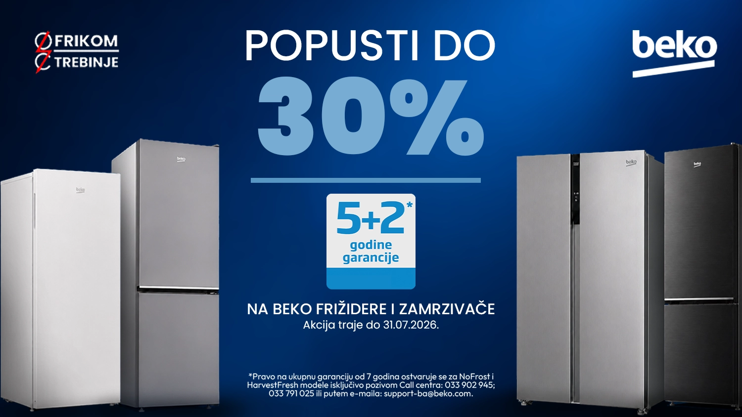 AKCIJA: Beko frižideri uz popuste do 30% + 5+2 godine garancije
